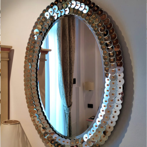Elegant custom Murano glass mirror with detailed frame