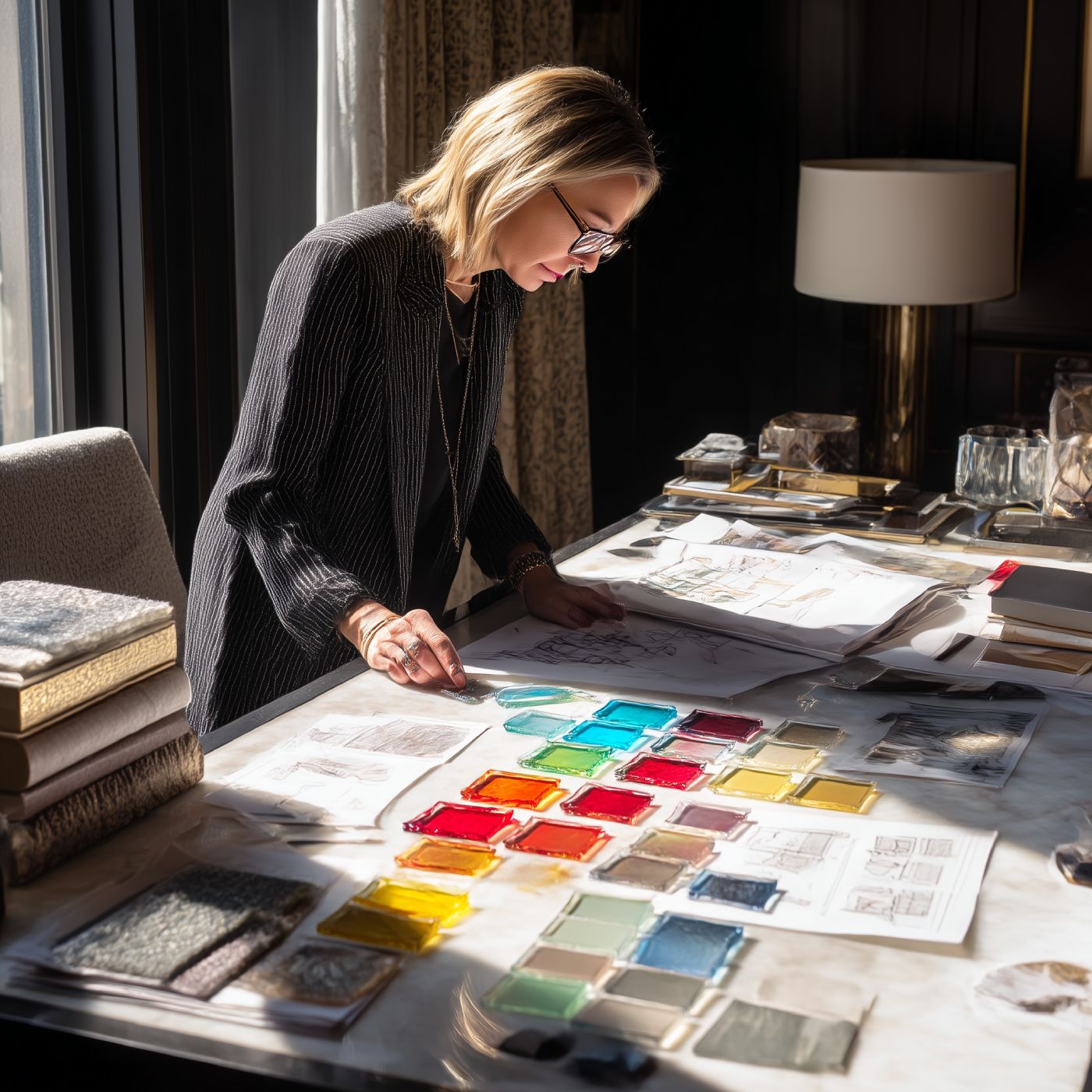 Luxurious hotel lobby with Murano chandeliers
